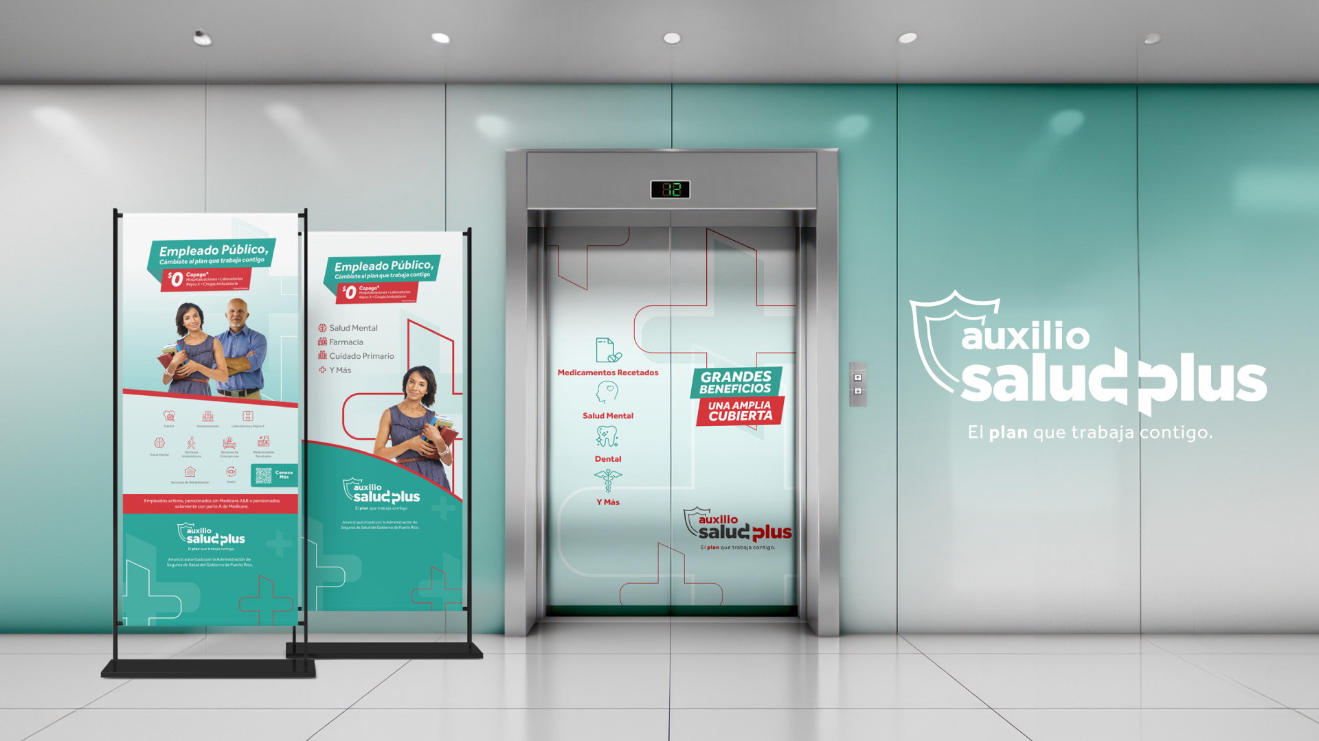 an image of Auxilio Salud Plus branded elevators
