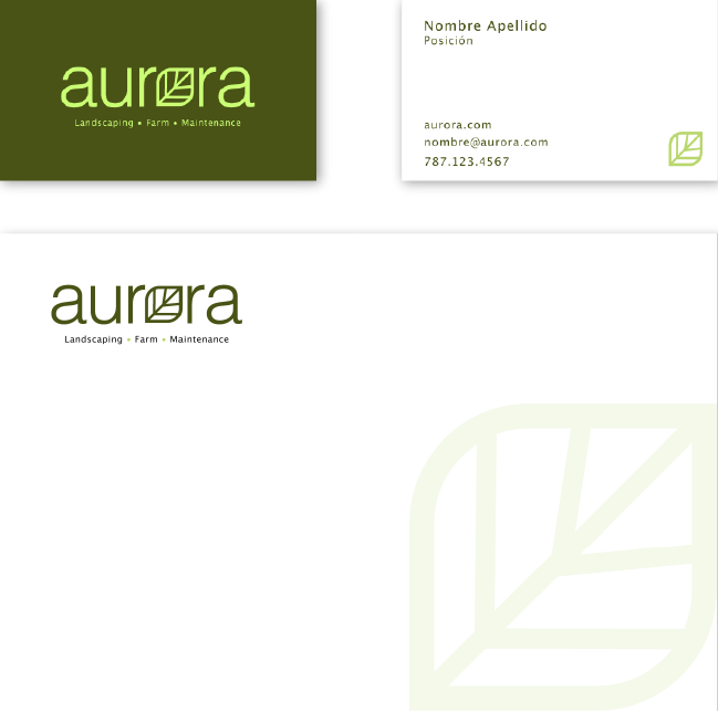 a photo of Aurora stationary and business cards