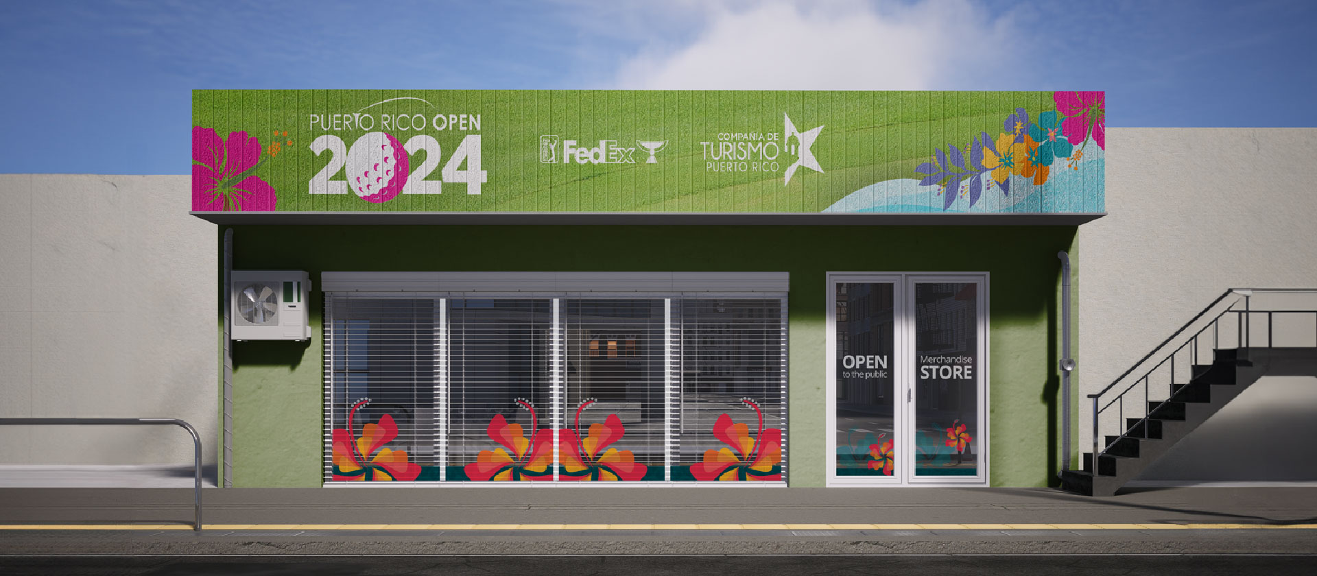 a photo a merchandise store with PR Open branding
