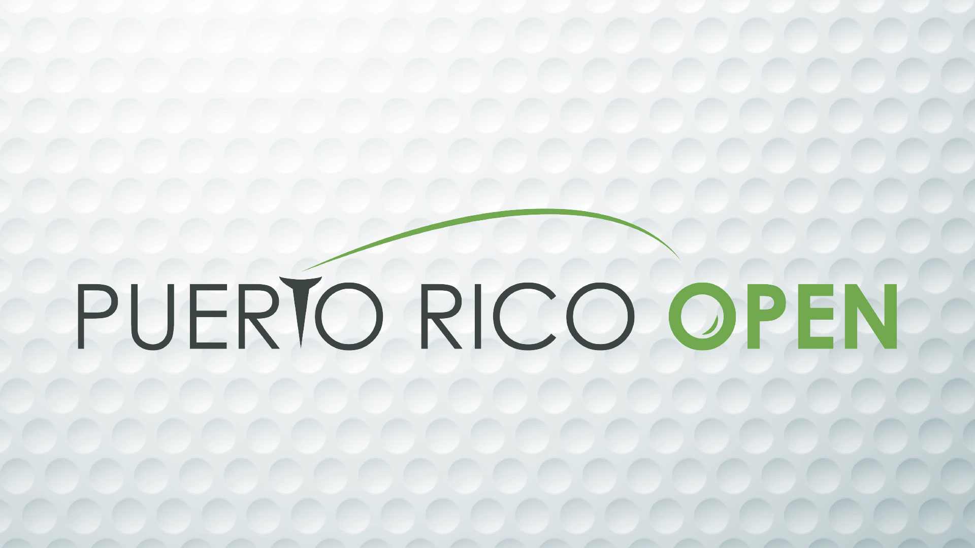 PR Open logo on top of a white golf ball textured background