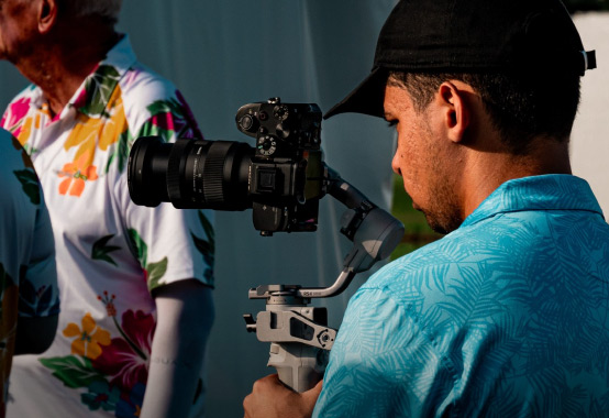 a videographer with a camera setup