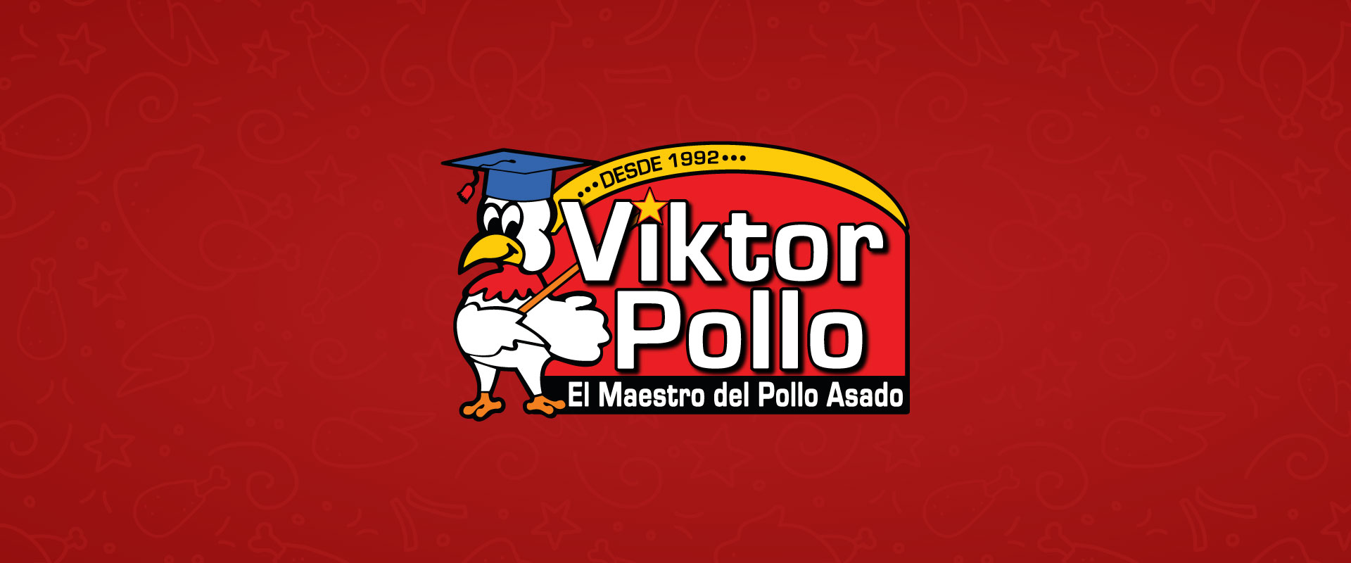 Viktor Pollo logo on a red background