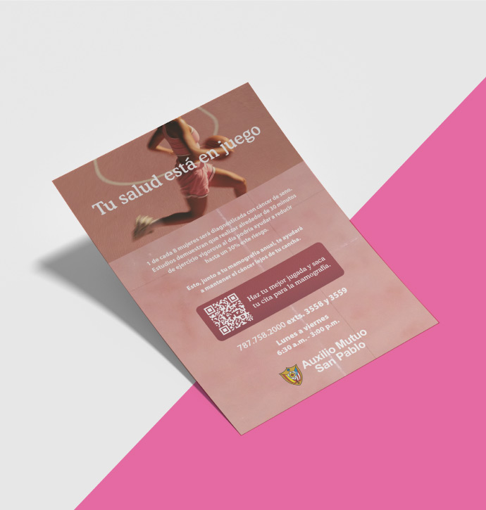 photo of a promotional flyer for the Tu Salud está en Juego campaign